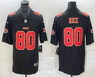 Mens San Francisco 49ers #80 Jerry Rice Black Red Fashion Vapor Limited Stitched Jersey->san francisco 49ers->NFL Jersey